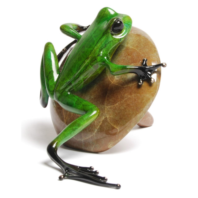 Portobello (Solid Bronze Frog Sculpture) by Tim Cotterill Frogman Torquay Devon