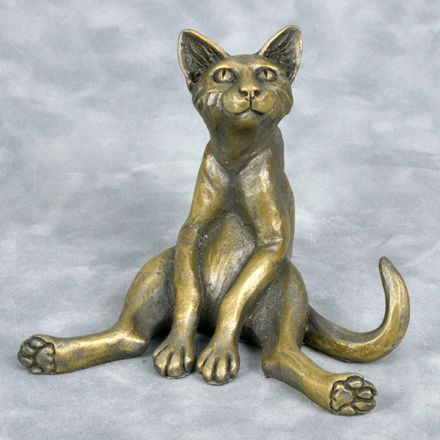 Cat Sat Bronze Resin Sculpture