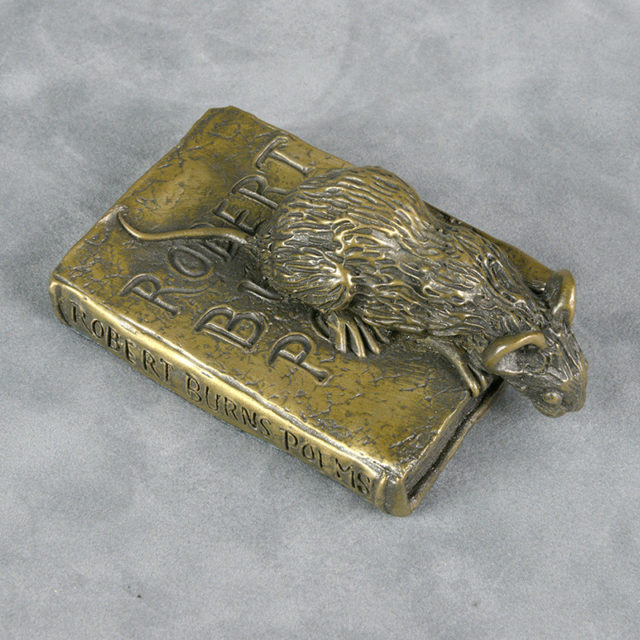 Mouse on a Poetry Book by Oriele Devon Bronze Resin