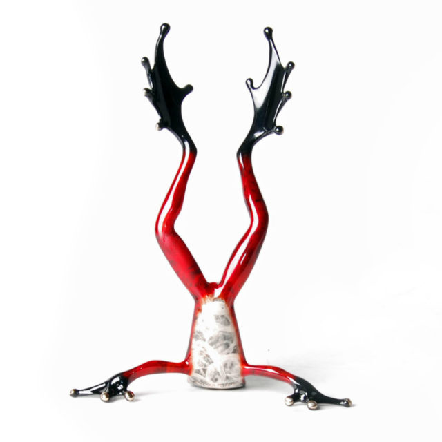Head Over Heels (Solid Bronze Frog Sculpture) by Tim Cotterill Frogman Torquay Devon