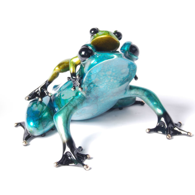 Joy Ride (Solid Bronze Frog Sculpture) by Tim Cotterill Frogman Torquay Devon