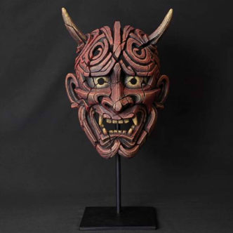 Japanese Hannya Mask (Antique Red) Sculpture by Matt Buckley, Edge, Robert Harrop Designs.