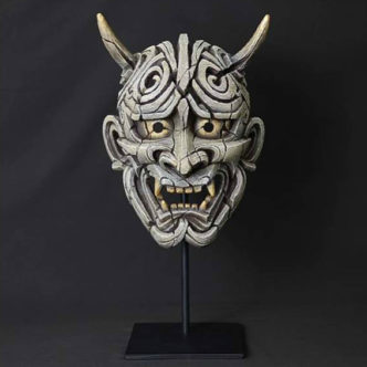 Japanese Hannya Mask (Antique White) Sculpture by Matt Buckley, Edge, Robert Harrop Designs.