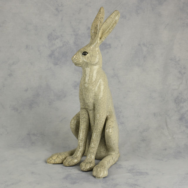 Large Sitting Raku Hare Sculpture by Paul Jenkins