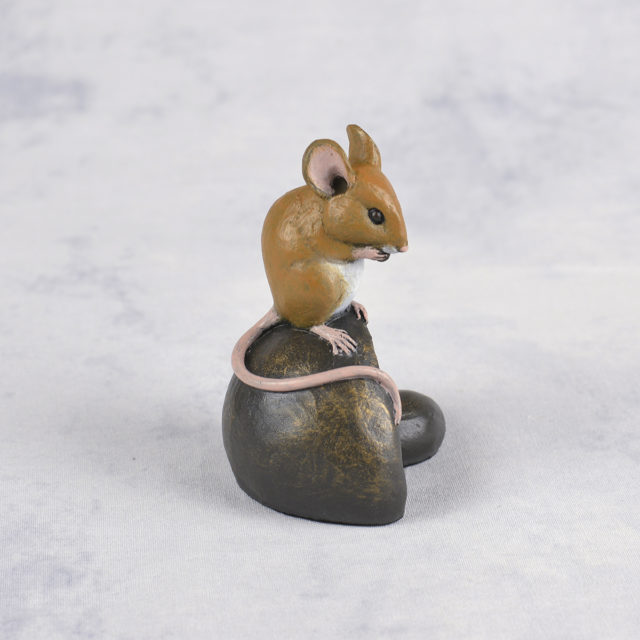 Mouse on Mushroom Bronze Resin Sculpture by Mike Simpson
