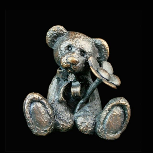Daisy Teddy Bear Solid Bronze Sculpture by Mike Simpson
