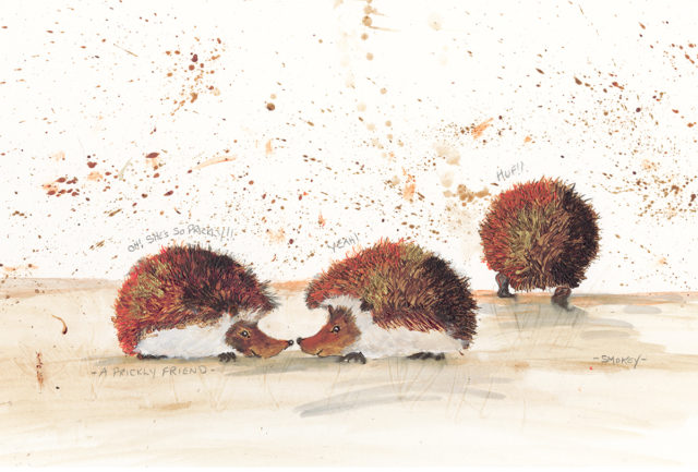 A Prickly Friend by Smokey. Cute hedgehog art.