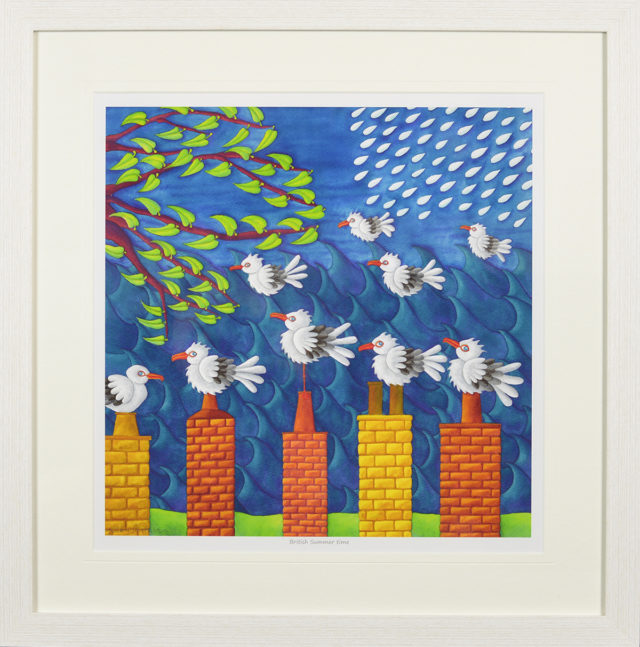 Nicky Steveson British Summer Time open edition print exclusive to haddon galleries. Seagull art