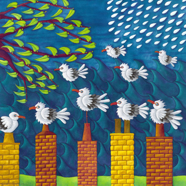 Nicky Steveson British Summer Time open edition print exclusive to haddon galleries. Seagull art