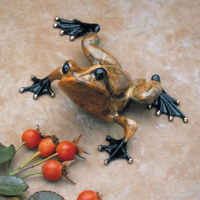 Toady (Solid Bronze Frog Sculpture) by Tim Cotterill Frogman Haddon Galleries Torquay