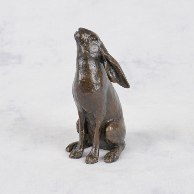 Moongazing Hare Solid Bronze Sculpture by Mike Simpson