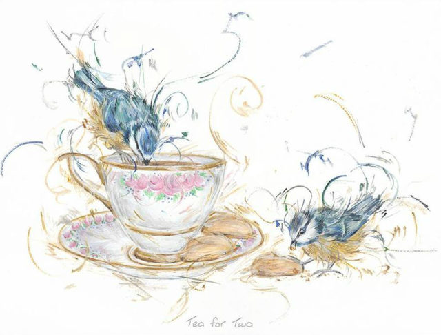 Tea for Two by Aaminah Snowdon bird art