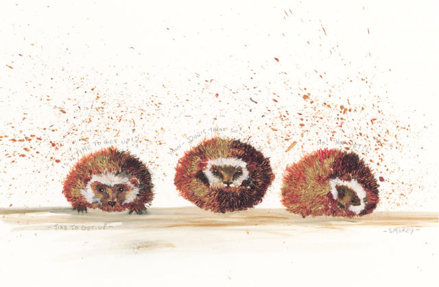 Time To Get Up by Smokey. Cute hedgehog art.