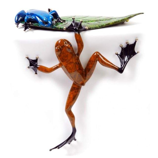 Cliffhanger (Solid Bronze Frog Sculpture) by Tim Cotterill Frogman Haddon Galleries Torquay