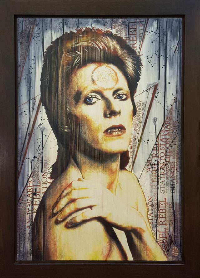 Bowie (Original Variation) by Rob Bishope Art on Maple Wood