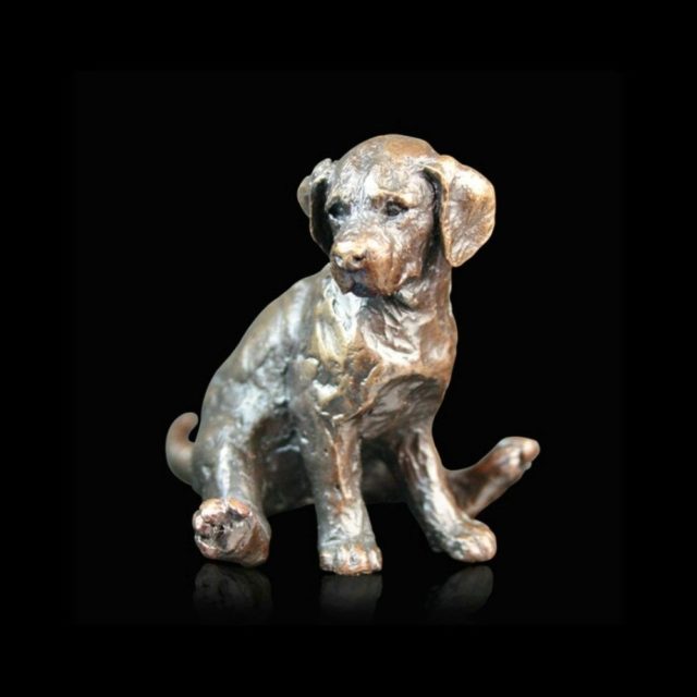 Labrador Puppy Sitting Solid Bronze Sculpture by Michael Simpson Richard Cooper