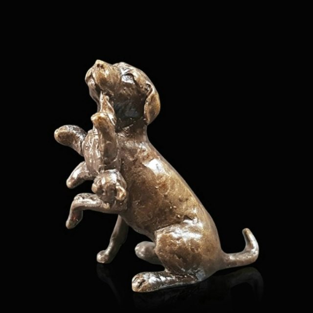 Labrador with Teddy Solid Bronze Sculpture by Butler & Peach