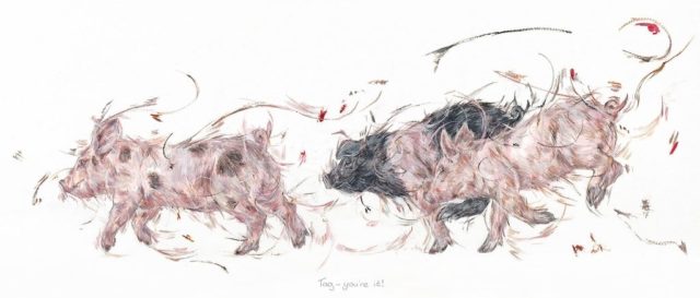 Tag, You're It! by Aaminah Snowdon Pig art cute