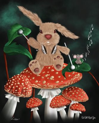 We Will Rock You by Lisa Holmes Bunny art cute