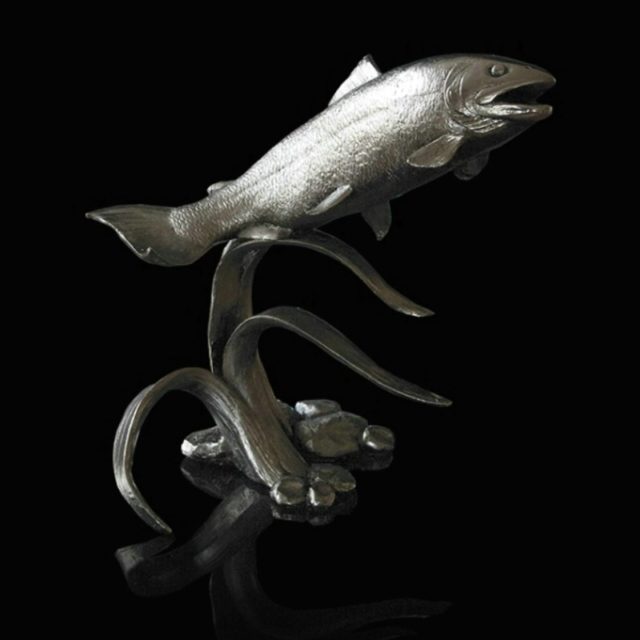 Salmon Nickel Resin Sculpture by Mike Simpson