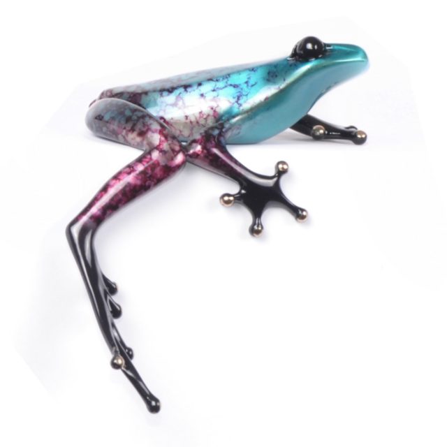 Hang On (Solid Bronze Frog Sculpture) by Tim Cotterill Frogman Haddon Galleries Torquay