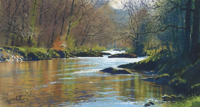 The Weir at New Bridge by Richard Thorn Devon Art