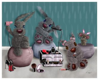 Girl Power by Lisa Holmes bunny art limited edition