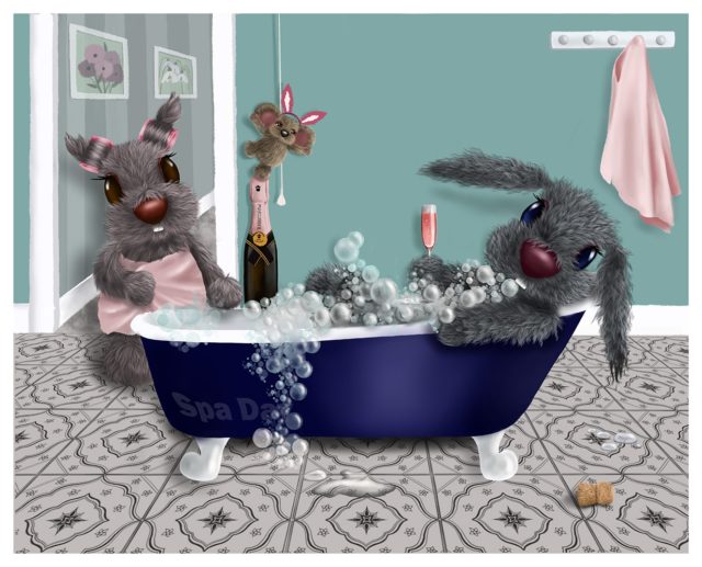 Spa Day by Lisa Holmes Bunny Art Limited Edition