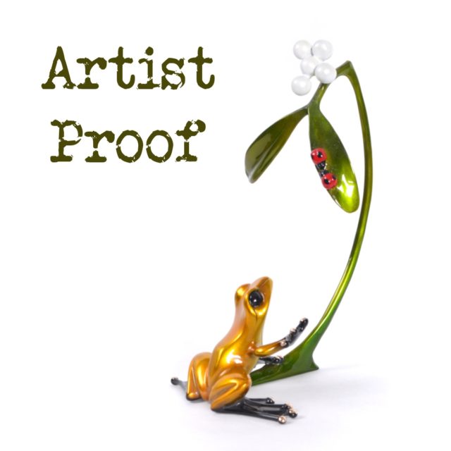 Mistletoe (Solid Bronze Frog Sculpture) by Tim Cotterill Frogman Torquay Devon