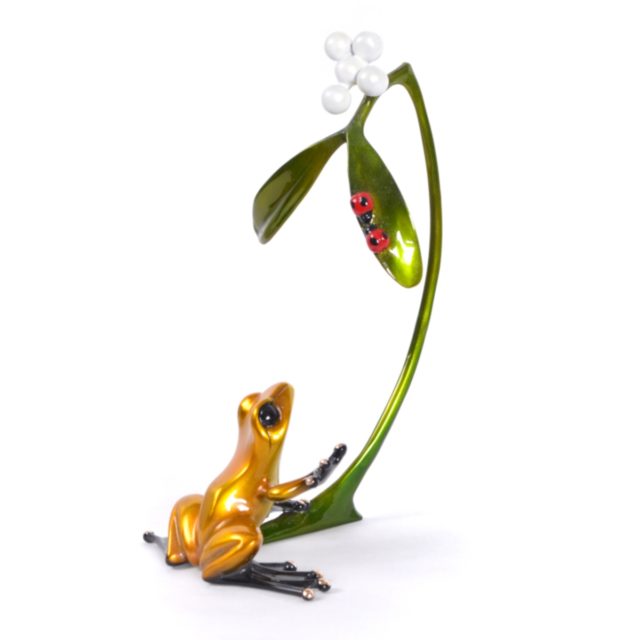 Mistletoe (Solid Bronze Frog Sculpture) by Tim Cotterill Frogman Torquay Devon