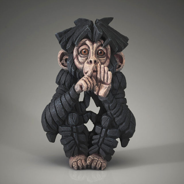 Baby Chimpanzee Speak No Evil Edge Sculpture