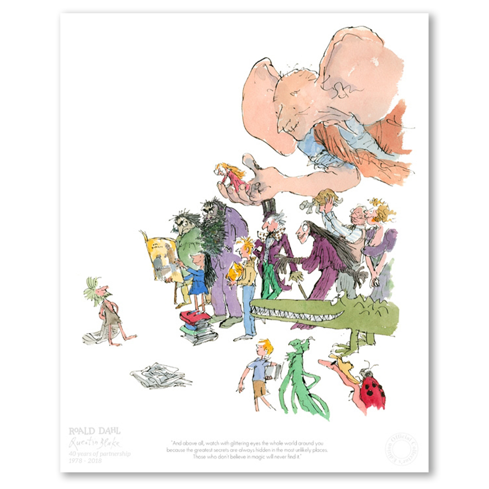 40-anniversery-partnership-roald-dahl-quentin-blake-art-framed-wall-art-print