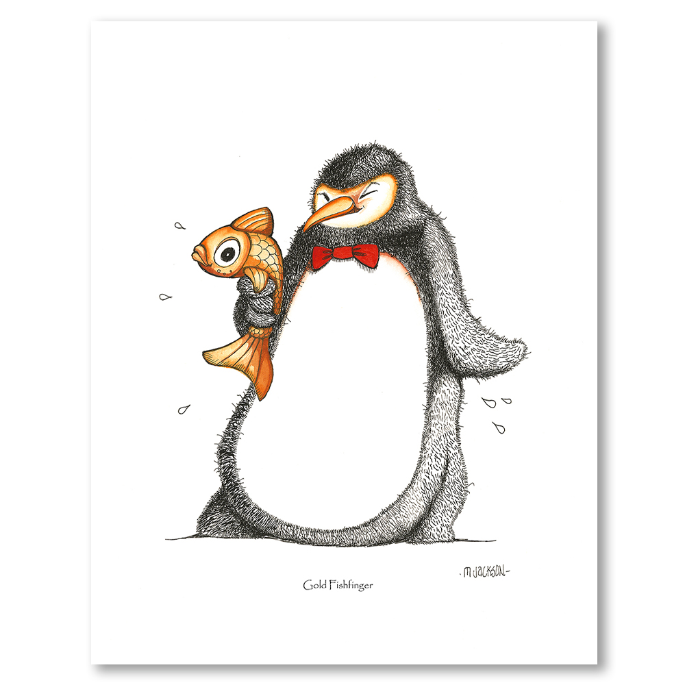 Penguins-gold-fishfinger-mike-jackson-art