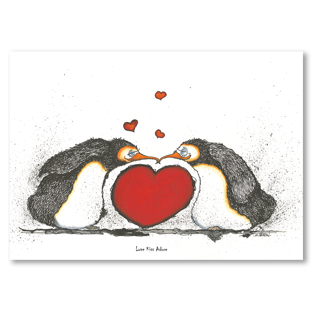 Penguins-love-kiss-adore-mike-jackson-art