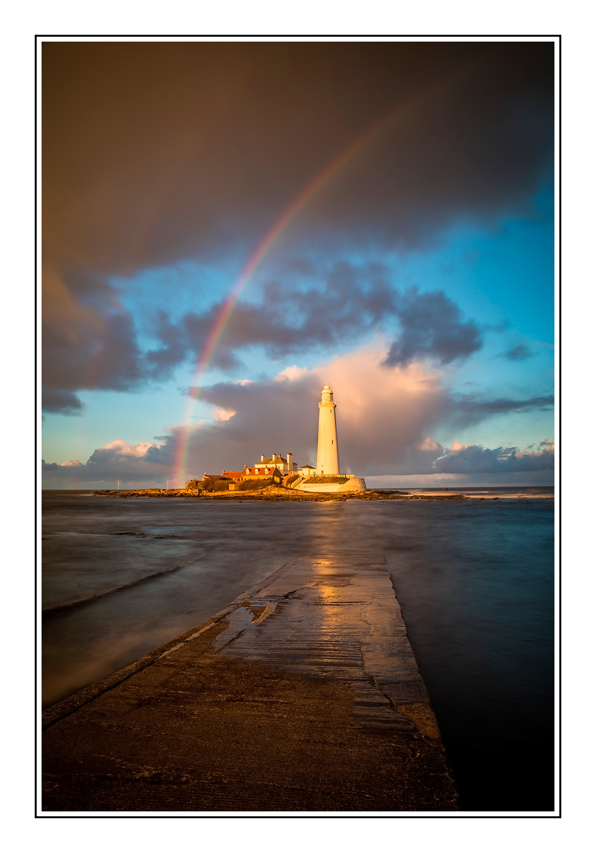 St Mary's Lighthouse with Rainbow