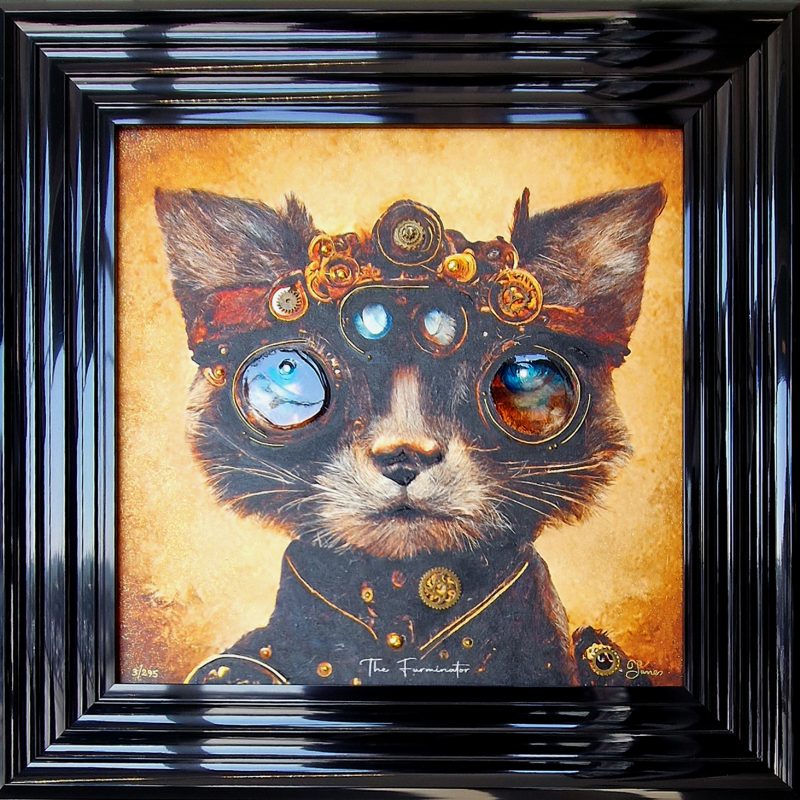 the-furminator-james-steampunk-framed-art-prints