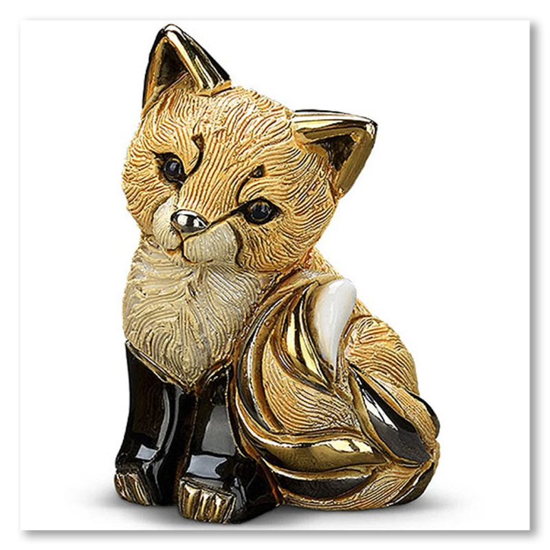 baby-red-fox-gold-leaf-sculptures-de-rasa-ceramics-figurines-collectable