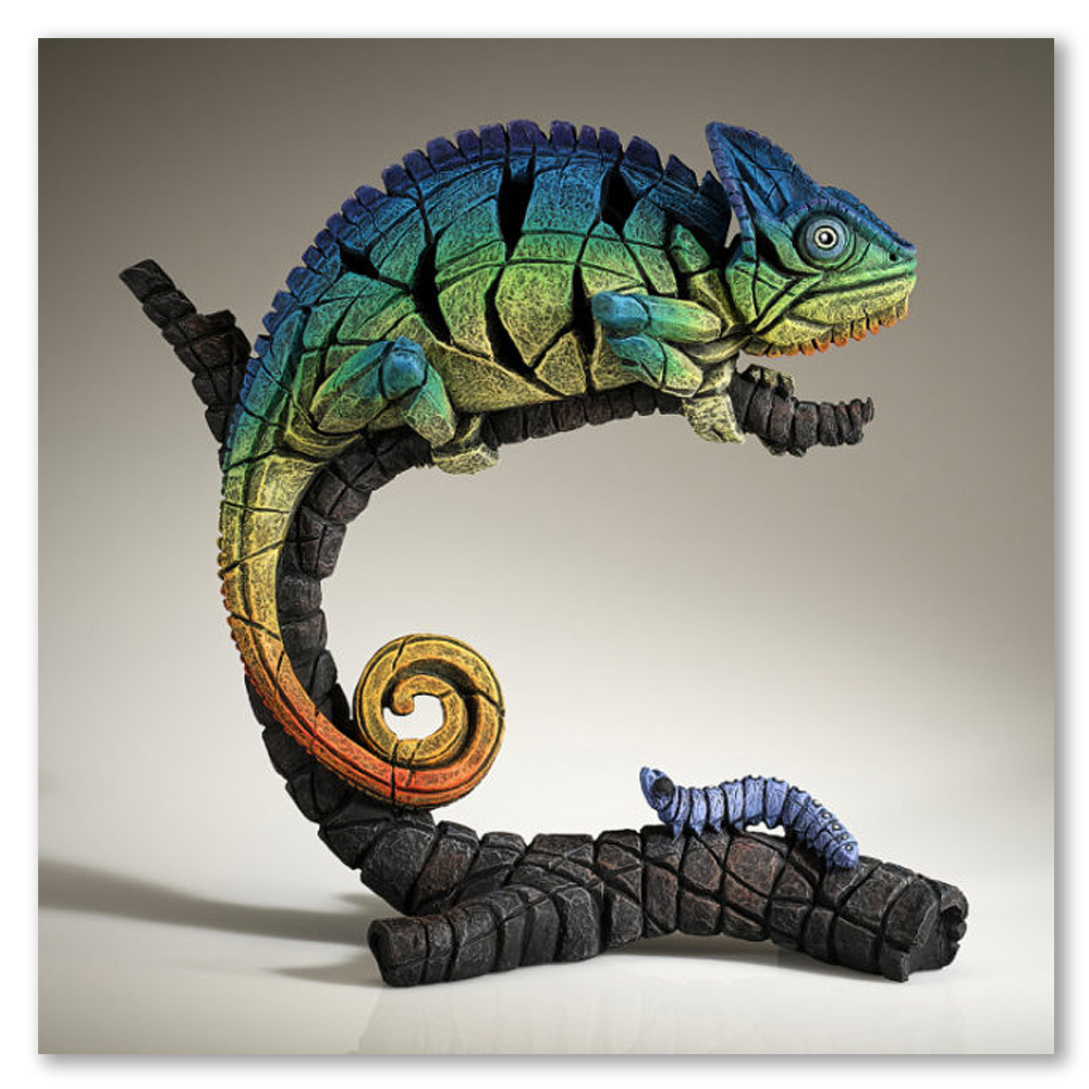 Chameleon Rainbow Blue Edge Sculpture by Matt Buckley available from Haddon Galleries Torquay Devon
