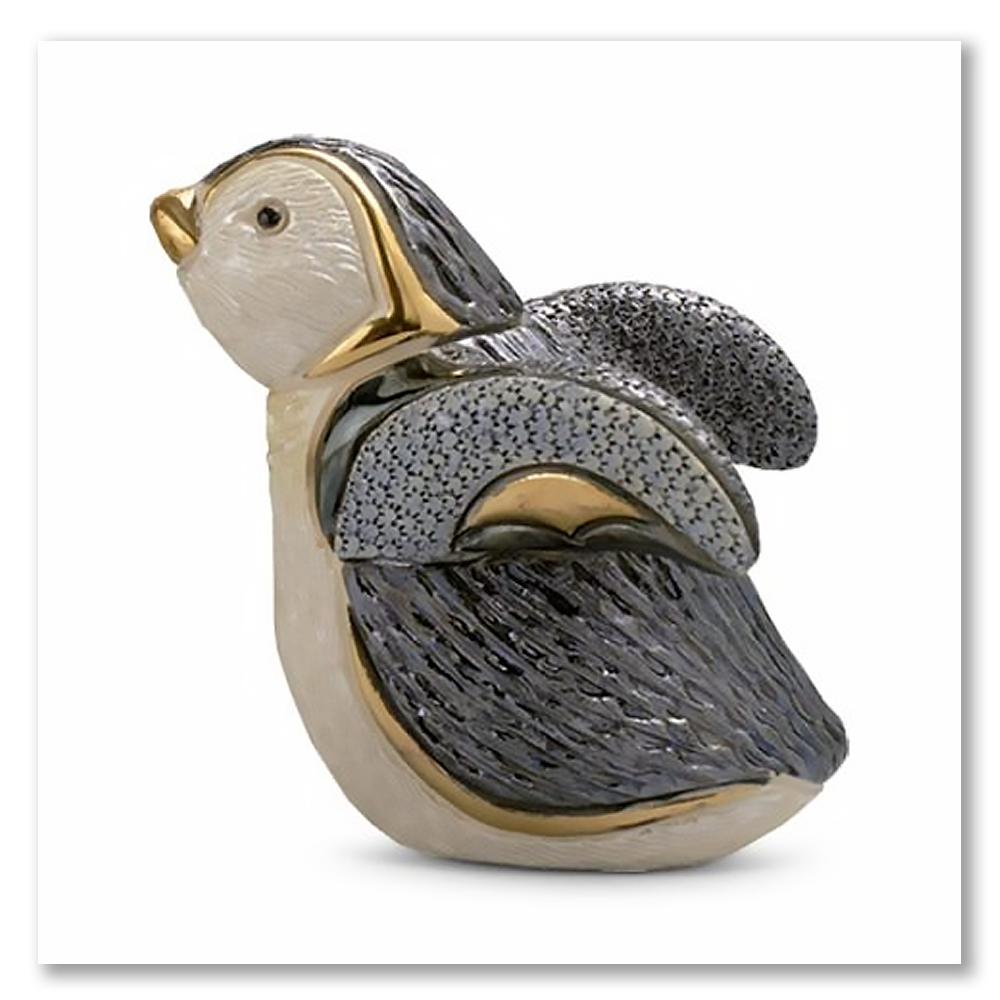 families-baby-penquin-walking-gold-leaf-sculptures-de-rasa-ceramics-figurines-collectable