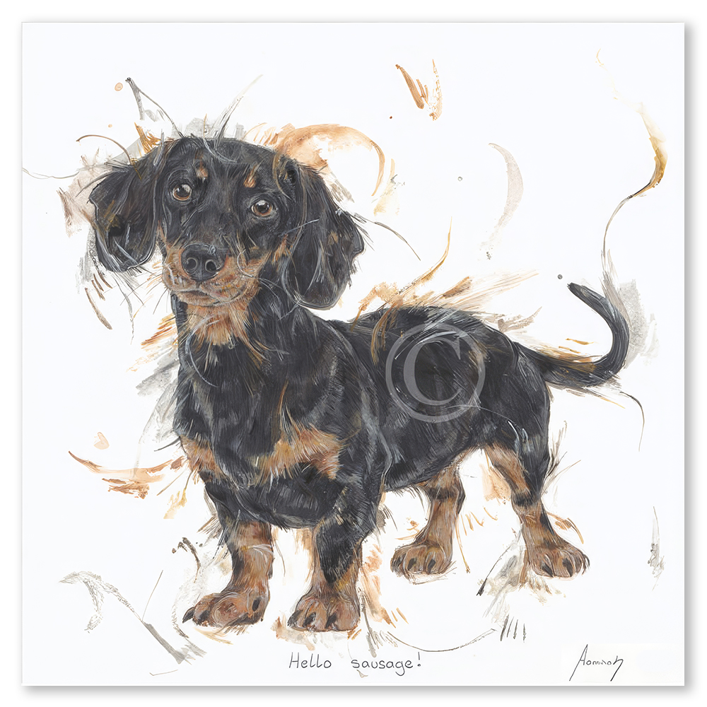 hello-sausage-aaminah-snowdon-dog-art-framed-wall-art