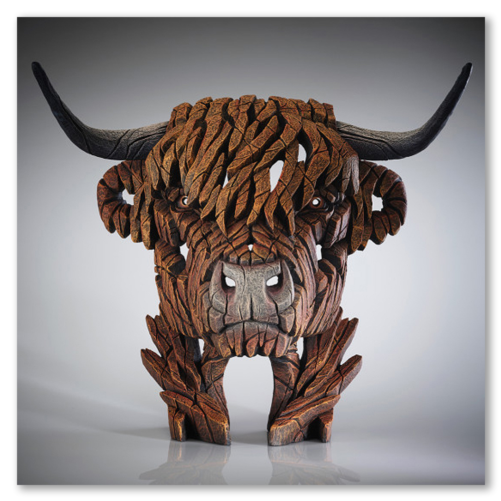 Highland Cow Edge Sculpture by Matt Buckley available from Haddon Galleries Torquay Devon