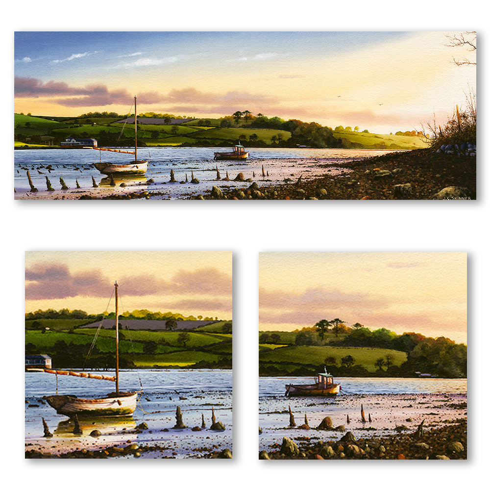summer-evening-tide-river-teign-teignmouth-john-skinner-art-framed-wall-art-print