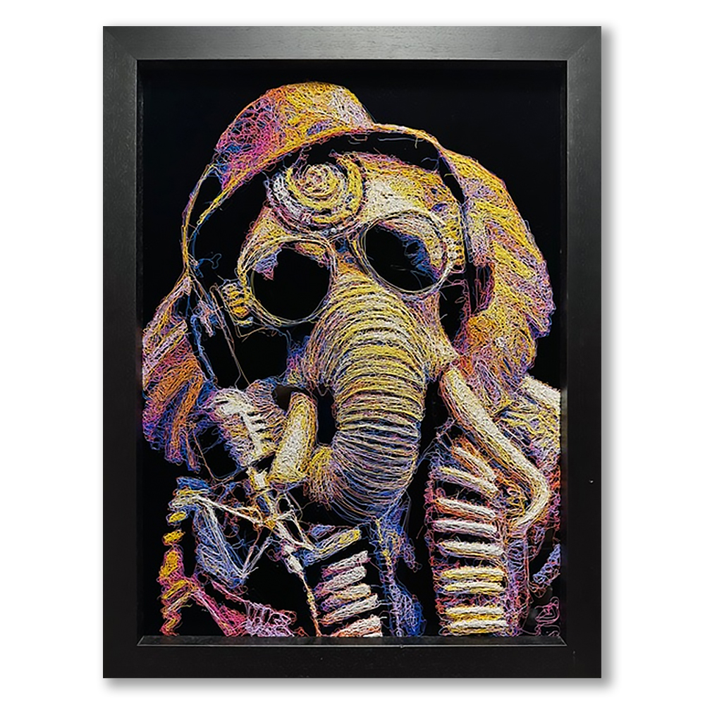 big-trunk-elephant-scribble-zalini-art-framed-original-painting