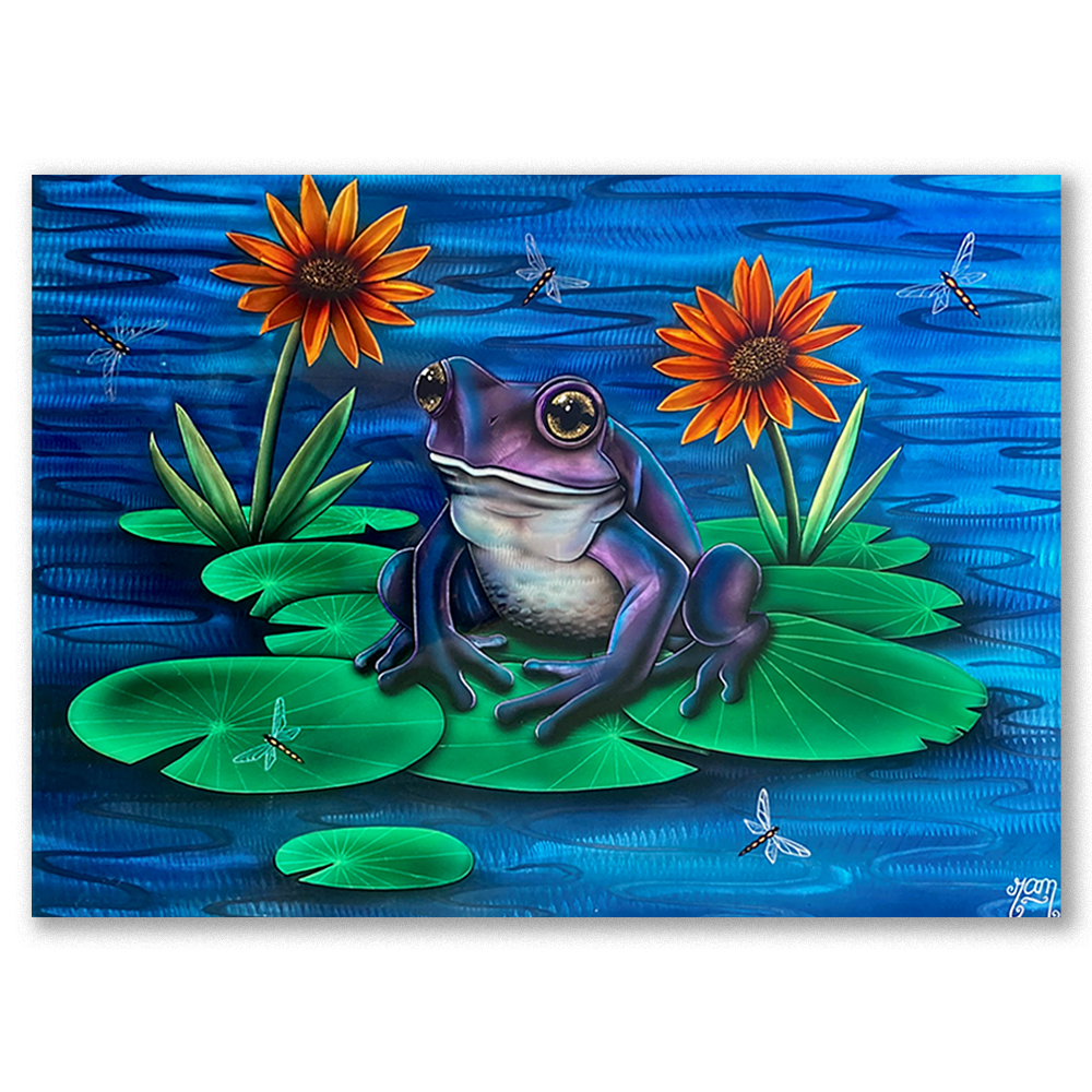 Francois-the-Frog-framed-Original-Painting-on-Aluminium-by-Tamsin-Evens-art