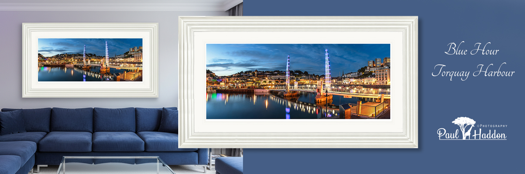 Paul-Haddon-Photography-Blue-Hour-Torquay-Harbour-framed