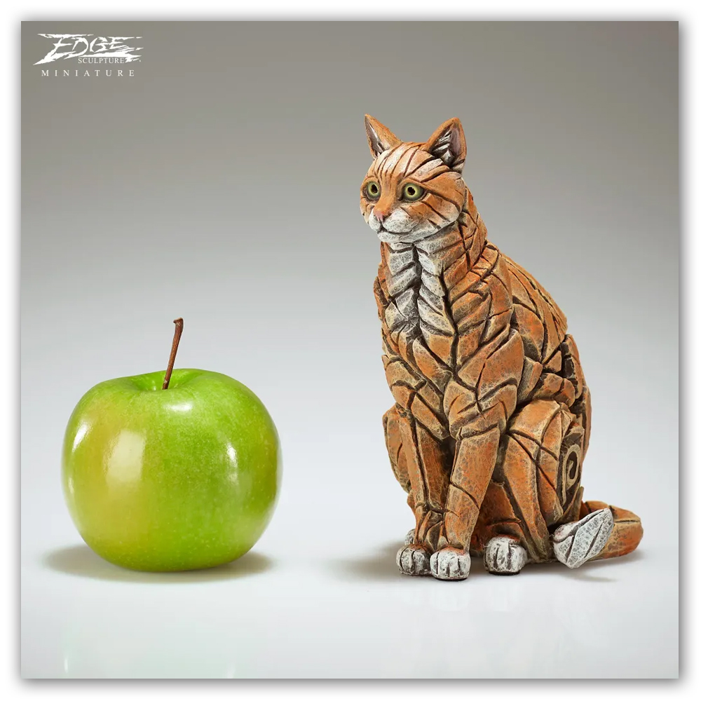Miniature Sitting Cat Ginger Edge Sculpture EDMIN15G Matt Buckley Haddon Galleries 4