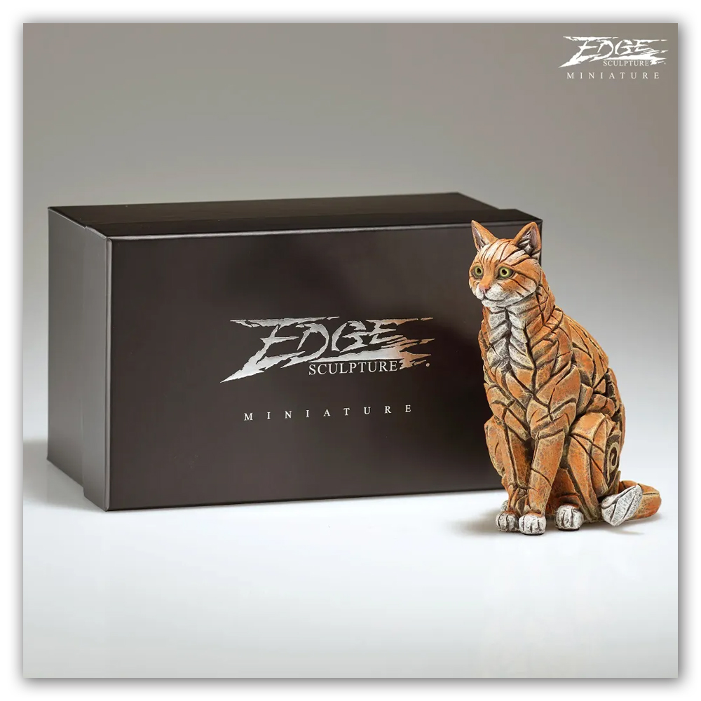Miniature Sitting Cat Ginger Edge Sculpture EDMIN15G Matt Buckley Haddon Galleries 5