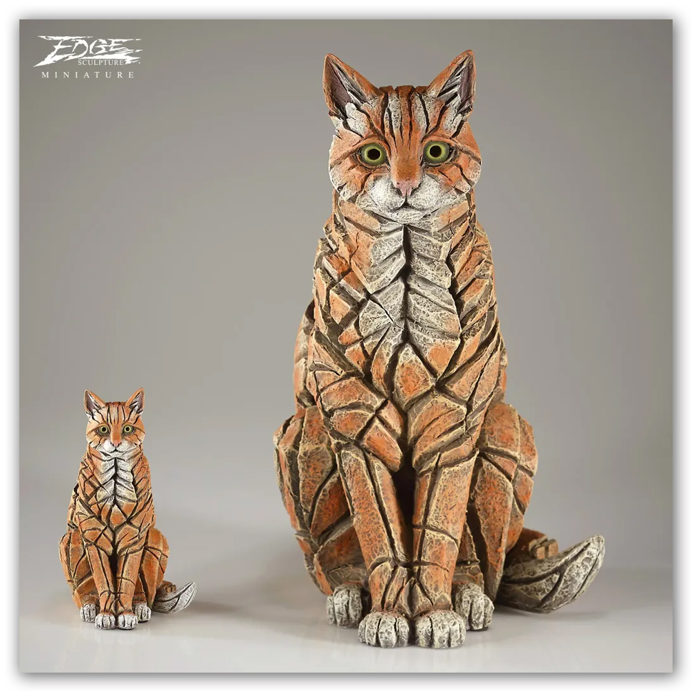 Miniature Sitting Cat Ginger Edge Sculpture EDMIN15G Matt Buckley Haddon Galleries 6