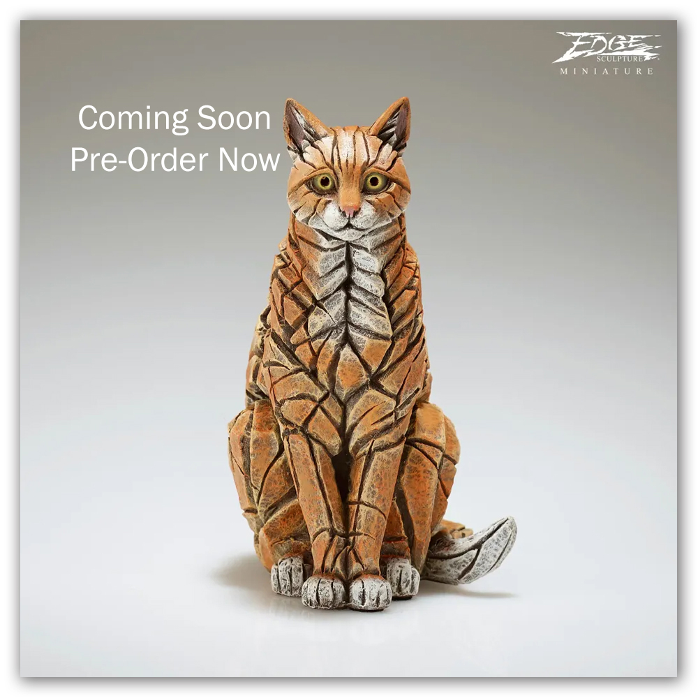 Miniature Sitting Cat Ginger Edge Sculpture EDMIN15G Matt Buckley Haddon Galleries coming soon