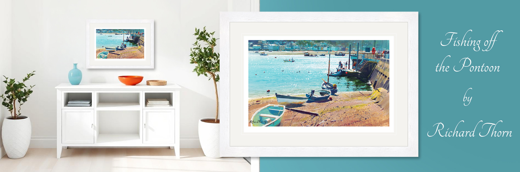 Richard Thorn Fishing Off The Pontoon Framed Print